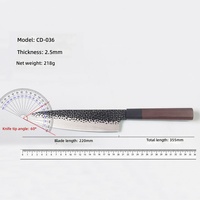 Couteau de chef chinois en acier inoxydable 3Cr13, multi-usages, à lame en forme de saule, traité thermiquement, forgé à la main, style antique rétro