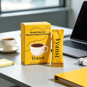 Café instantané aux extraits de plantes mélangées 10g*10 sachets Boîte en papier à motif ondulé jaune vif Impression personnalisée Vente en gros - Product Image 5