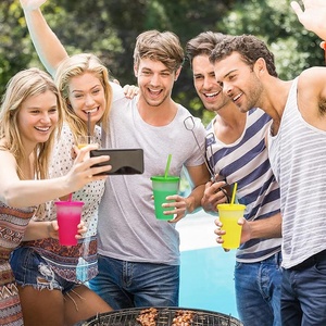 Com Straw and Lid Party Funny Tumbler Ice Cold Drinking Cup 16 oz <span class=keywords><strong>Cute</strong></span> BPA Free <span class=keywords><strong>Reusable</strong></span> Plastic Tumblers Copos de mudança de cor - Product Image 4
