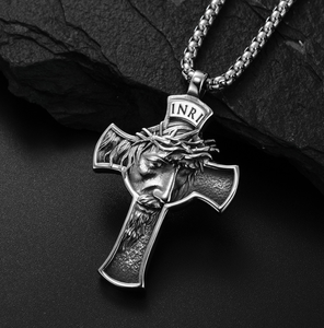 Top Qualidade Mens Aço Inoxidável Jesus Cristo Face Crucifixo Cruz Pingente Colar 2024 - Product Image 2