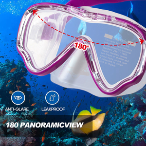 Máscara de <span class=keywords><strong>buceo</strong></span> <span class=keywords><strong>con</strong></span> vista panorámica para adolescentes, protección UV antivaho, resistente al agua, silicona, cómodo montaje en cámara, máscara de esnórquel puro - Product Image 2