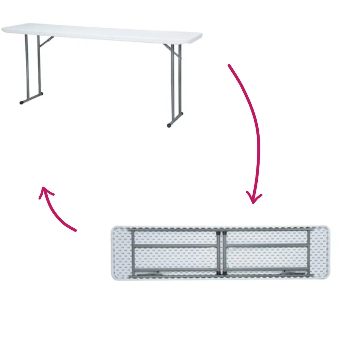 180cm uzun dar katlanabilir konferans masası hafif plastik 6FT katlanır seminer eğitim masası