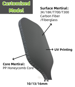 Raquette de pickleball 16 mm avec noyau en PP, homologuée USAPA, logo personnalisé, surface en fibre de carbone 3K imprimée UV, pour l'entraînement, fournie par l'usine OEM - Product Image 5