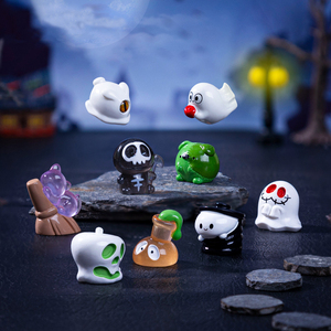 Miniatures de Halloween pour micro-paysages, figurines de jardin lumineuses, décorations DIY, ornements artisanaux en résine miniature (squelette, citrouille, fantôme) - Product Image 2