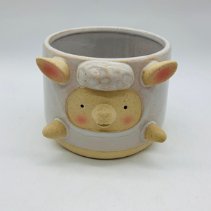 Pot de fleurs à visage émaillé, moules en forme de tête d'<span class=keywords><strong>animaux</strong></span> en béton, Pots de <span class=keywords><strong>jardin</strong></span> en <span class=keywords><strong>céramique</strong></span> <span class=keywords><strong>pour</strong></span> plantes d'intérieur - Product Image 1