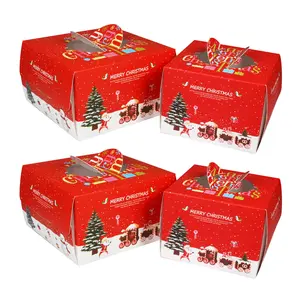 Kerst Groothandel Custom Logo Gedrukt Papier Cake Takeaway Verpakking Dozen Met Windows Voor Dessert