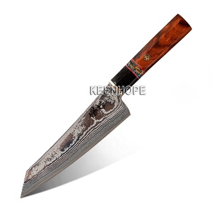 Couteau artisanal KEENHOPE 8 pouces Kiritsuke, acier Damas 89 couches avec cœur VG10, incrustation corne <span class=keywords><strong>de</strong></span> buffle et pierre <span class=keywords><strong>de</strong></span> mamouth, manche en bois <span class=keywords><strong>de</strong></span> fer américain - Product Image 1