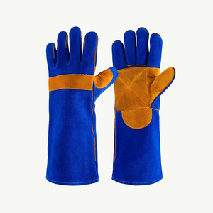 ถุงมือเชื่อมหนังสีน้ำเงิน TAGCO SAFETY ป้องกันความร้อนบริเวณฝ่ามือ ขนาด 14 นิ้ว ปลายแขนตรง ทนทานต่อการเย็บและน้ำมัน - Product Image 6