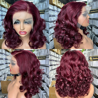 Perruques Lace Front 13x4 GL Loose Wave Double Drawn Fumi Curls en Cheveux Vierges, Dentelle Transparente, Couleur Luxe, Qualité 12A, Cheveux Naturels Vietnamiens Bruts