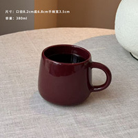 Mug à café en céramique rouge Bourgogne brillant de 250 ml et 380 ml, tasse à café ronde avec anse pour café, restaurant, maison