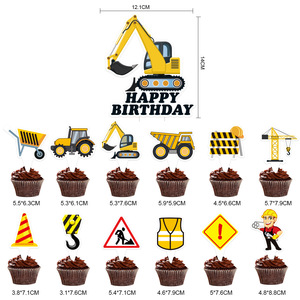 ชุดป้ายแบนเนอร์ตกแต่งเค้กสำหรับงานปาร์ตี้วันเกิดแบบมีตัวอักษรวิศวกรรมมีตัวอักษรแบนเนอร์สำหรับรถขุดโต๊ะของหวาน - Product Image 4