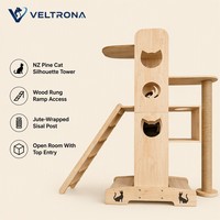 Arbre à chat en bois 140 cm, tour d'activités multi-niveaux, griffoir en sisal, rampe d'escalade, mobilier pour chat d'intérieur