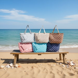 Sac fourre-tout imprimé numériquement avec motif lettre CC, 56x36x17cm, avec petite pochette, sac de plage - Product Image 2