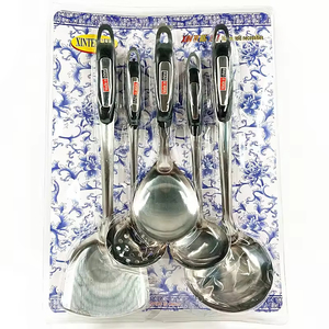 Juego de espátulas de acero inoxidable resistentes al calor con mango largo, ideal para freír, rehuemblar y servir sopa, también es una excelente opción para regalo. - Product Image 4