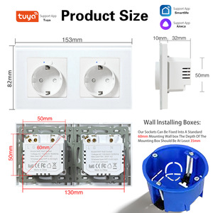 European Standard Smart Wall Socket 16A EU <b>Plug</b> Wi-Fi Tuya App Control Tempered Glass Panel Child Safety Door Protection - Product Image 4