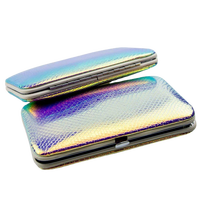 Kit de manucure et pédicure professionnel portable en acier inoxydable à motif serpent iridescent, 16 pièces, fournitures pour la Saint-Valentin