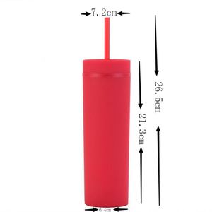 Factory Hotsale 16oz Customized Slim Double Wall <b>Plastic</b> Reusable Tumbler <b>Cups</b> with Straw - Product Image 5