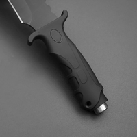 Couteau de camping fixe Meiji, lame en oxyde noir 9 cm, manche en caoutchouc ABS, pour bushcraft, personnalisation DIY prise en charge, compatible OEM