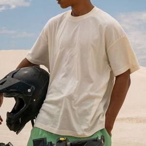 T-shirt personnalisé pour homme 100% coton T-shirt oversize à épaules tombantes, qualité de luxe, col rond, T-shirt uni Biank pour homme - Product Image 4