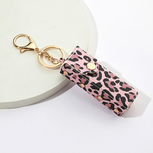 Porte-clés en cuir PU à imprimé léopard, écologique, durable, sac portable, mini étui de rangement pour clés, porte-clés de voiture pour femmes et hommes - Product Image 2