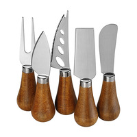 Ensemble de couteaux à crème jetables en bois d'acacia de style occidental pour servir le pain et le fromage en stock transfrontalier