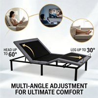 Sommier de lit électrique ergonomique avec mode zéro gravité, télécommande sans fil et levage silencieux pour une expérience de sommeil réparatrice à domicile