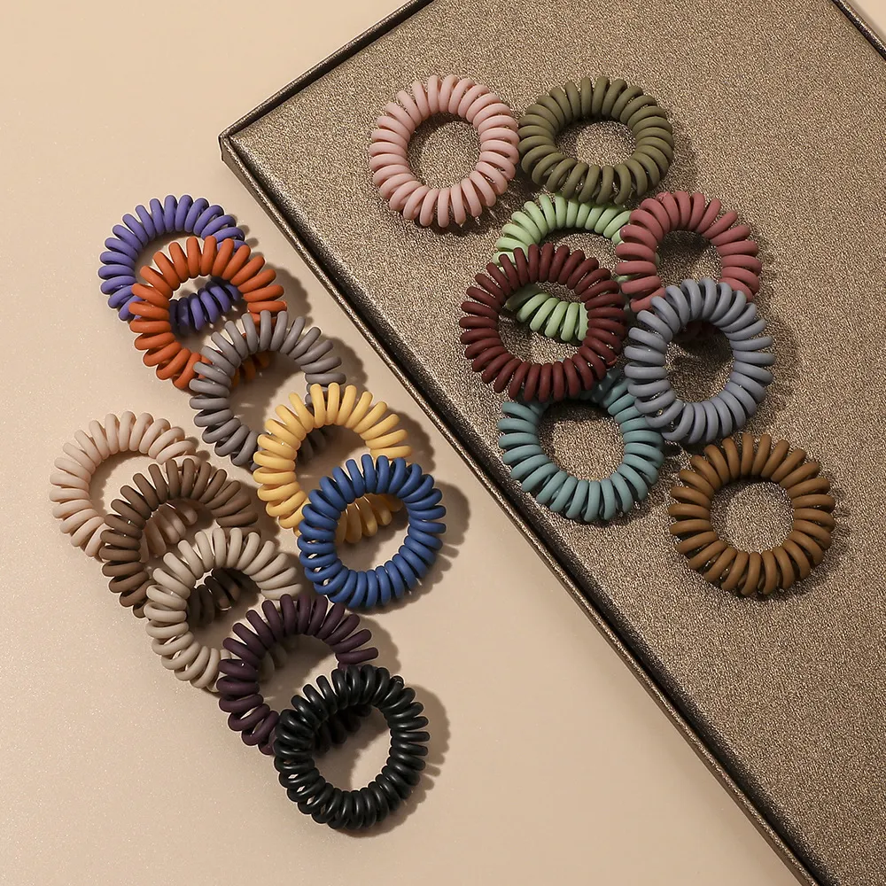 4 Cm Matte Telephone Wire Hair Tie Plastic Elastic Hair Rope for Women Girls Hair Ponytail Accessories