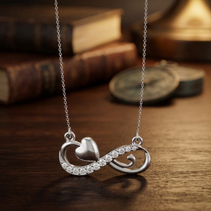 Collar de Oro Blanco con Diamantes en Forma de Corazón Infinito, Adorno con Pavé, Joyería Fina al por Mayor - Product Image 2