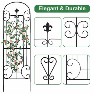 <span class=keywords><strong>Arche</strong></span> de jardin décorative <span class=keywords><strong>en</strong></span> métal noir, support <span class=keywords><strong>en</strong></span> <span class=keywords><strong>fer</strong></span> <span class=keywords><strong>forgé</strong></span> <span class=keywords><strong>pour</strong></span> <span class=keywords><strong>plantes</strong></span> <span class=keywords><strong>grimpantes</strong></span> (roses et vigne) (lot de 2) - Product Image 3