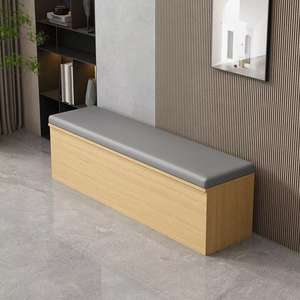 Upholstered Storage Bench Long Shoe Rack With <b>Cushion</b> For Entryway Living Room - Product Image 3