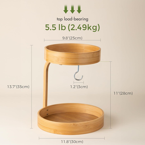 SINCERE 2 niveaux bambou fruits légumes support de stockage naturel <span class=keywords><strong>banane</strong></span> cintres cuisine comptoir fruits panier manuel - Product Image 2