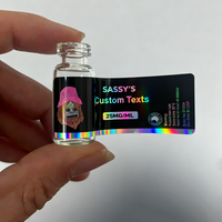 Étiquettes autocollantes en acrylique holographiques personnalisées, sensibles à la chaleur, pour médicaments 10ml 20ml 30ml avec colle forte