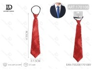 Cravatta con Paillettes 7,5cm*35cm Rossa con Chiusura a Cerniera Accessorio per Completo da Uomo - Product Image 1