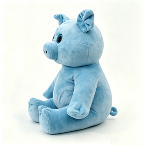 Peluche cochon bleu personnalisable, peluche cochon bleu clair, peluche cochon bleu doux, peluche cochon assis mignon - Product Image 5