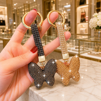 Porte-clés papillon en strass scintillant, breloque de sac pour clés de voiture, cadeau personnalisé pour femmes et filles, 9 couleurs