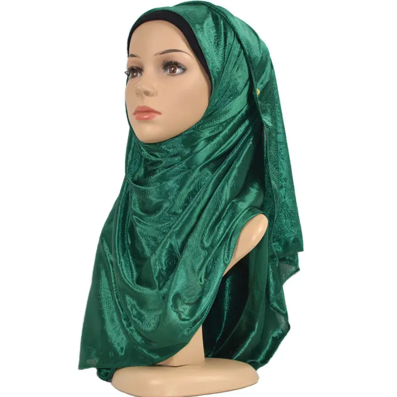 กลิตเตอร์หลากสีแวววาวผ้าไหมยาวรู้สึกผ้าคลุมไหล่ผ้าฝ้าย Pashmina มุสลิมฮิญาบผ้าพันคอ