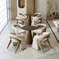 Fauteuil d'appoint moderne Adenuo en tissu bouclé avec dossier en boucle, pieds en bois massif, idéal pour hall d'hôtel et salon