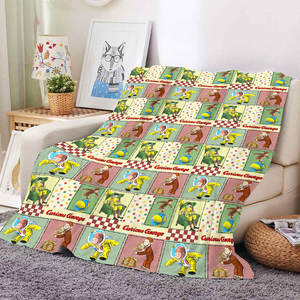 Manta de Franela Suave y Cálida con Diseño de Mono Curioso de Dibujos Animados Retro Personalizada al por Mayor para Invierno - Product Image 3