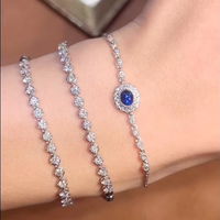 Bracelet de tennis en saphir bleu royal naturel en or blanc 18 carats brillant pour femmes, cadeau de bijoux de fiançailles