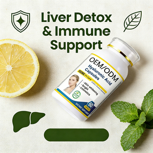 Comprimés éclaircissants pour la peau à l'<span class=keywords><strong>acide</strong></span> <span class=keywords><strong>hyaluronique</strong></span>, marque privée OEM, pour adultes, 60 unités, 2 comprimés par jour, non destiné aux femmes enceintes, Shaanxi - Product Image 2