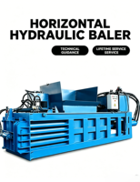 Presse à balles horizontale automatique grande capacité Genrytech pour le recyclage du carton, des bouteilles en PET, de l'aluminium et de l'acier inoxydable - Écologique