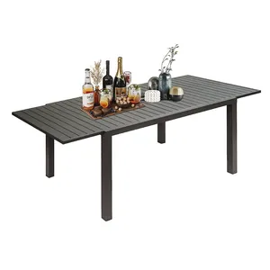 YASN современный дизайн, расширяемый алюминиевый обеденный стол на открытом воздухе, прочный металлический стол для патио для сада, для газона, с рамкой, в сложенном виде