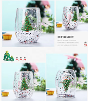 Gobelets à café en verre à double paroi avec motif de bonhomme de neige et sapin de Noël, personnalisables avec logo, sublimation, écologiques, 2025