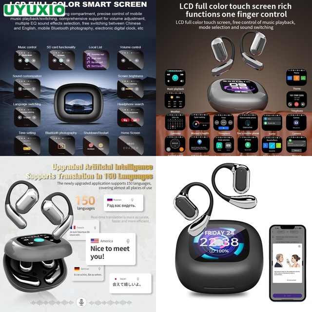 Premium AI Translator Earbuds 144 Languages Wireless Open Ear Headset Real Time Voice Interpreter for Business Meeting