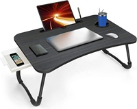 Plateau de petit-déjeuner pliable Housefar, support portable pour ordinateur portable avec tiroir, en plastique, bois et métal, pour utilisation au lit ou sur un canapé