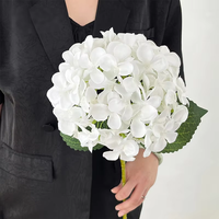 Hortensia Artificial de Tallo Único de 60 cm, Color Blanco y Azul, de Seda, para Arreglos Florales, Bodas, Eventos y Decoración del Hogar, Venta al Por Mayor