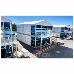 Structure de suite VIP de luxe pour tournois sportifs, structure de skybox temporaire à deux niveaux, tente à double étage avec système de parois en verre - Product Image 1
