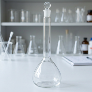 Frasco de cuello largo de vidrio borosilicato con tapón de vidrio pulido y base de pera para laboratorio - Product Image 2