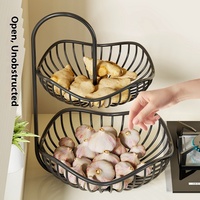 Panier de rangement multifonctionnel à double couche pour fruits et légumes Panier de rangement pour l'ail et les échalotes de cuisine pour le ménage et la vie quotidienne
