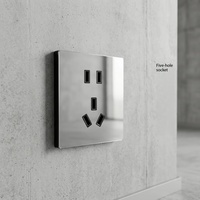 Interrupteur mural domestique de type 86 avec indicateur LED, panneau en verre trempé, 1 interrupteur, 5 prises, pour maison et hôtel, directement de l'usine